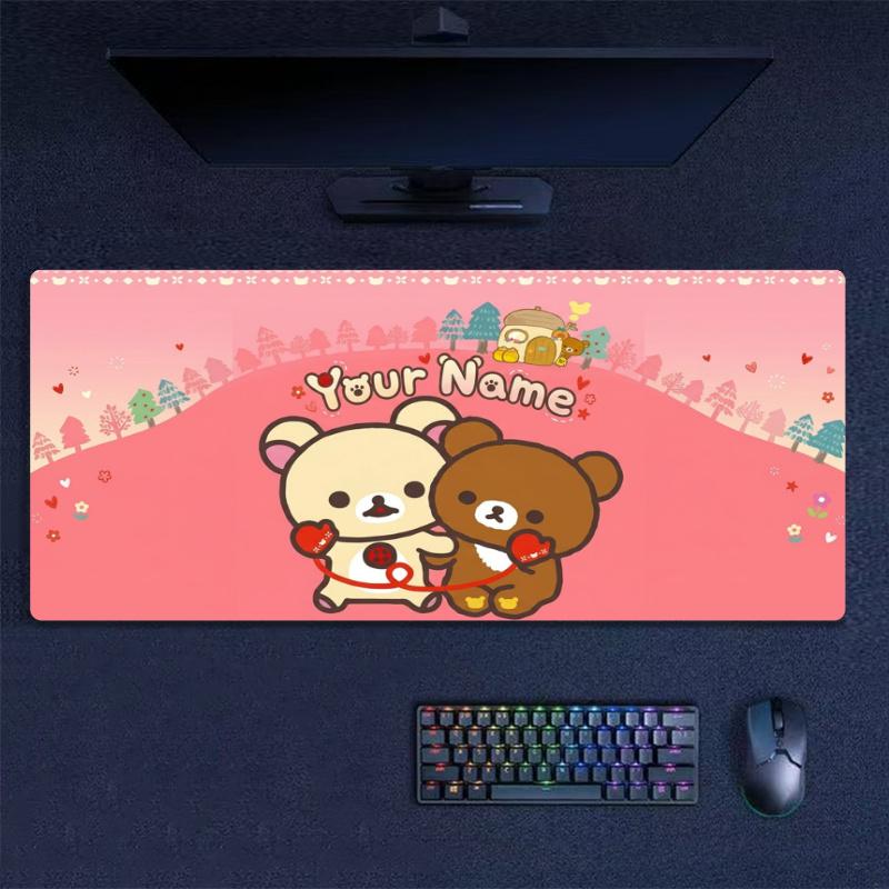 Cute Rilakkuma Breakfast Custom Name Large Size Mouse Pad Gaming Table Cushion Nonslip Laptop Tablet Big XXL Mat Mini PC Playmat With Lock edge