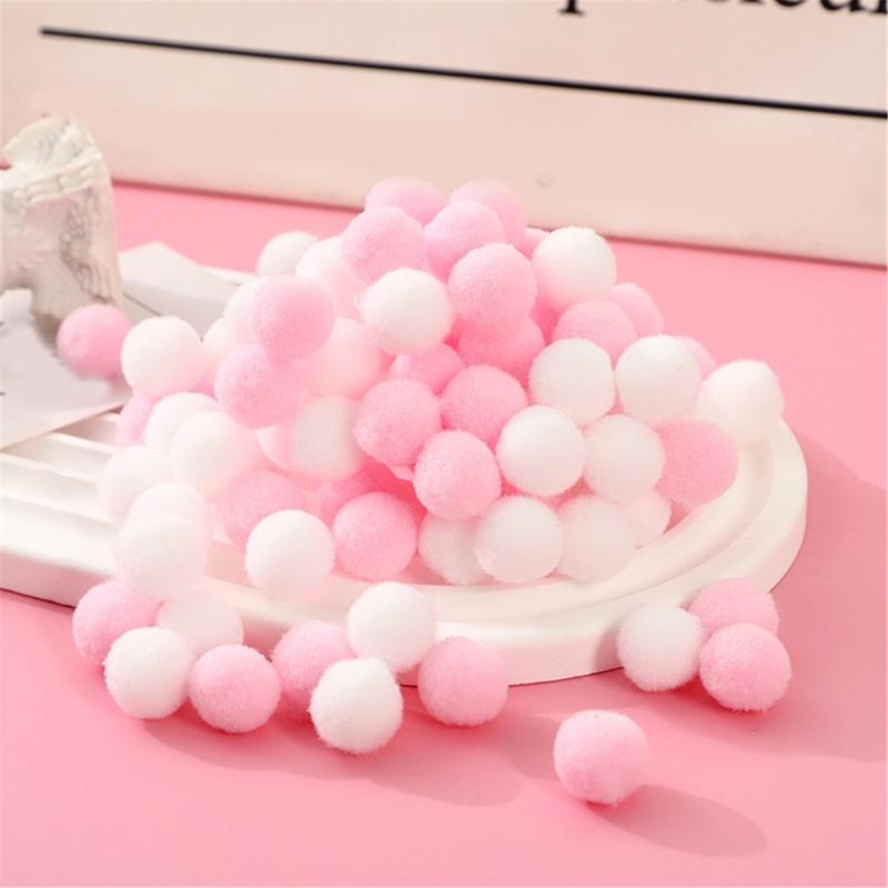 100pcs/set Colorful Plush Poms Ball Applique Make Hairband Scarf Mittens Crafts