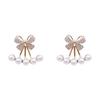 A two-tie pearl stud earrings for women's niche design sterling silver earrings, new popular earrings.
