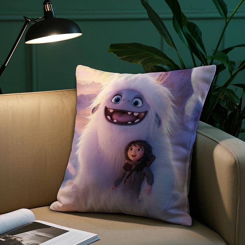 Cute Movie A-Abominable Pillow Case Anti-Dustmite Pillowcase Invisible Zipper Silky Short Plush Sofa Cushion Cover