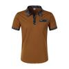 Men's Fashion Collar Print  Loose Polo Shirts Short Sleeve Turn-down  Solid Color Simple T-shirt Top