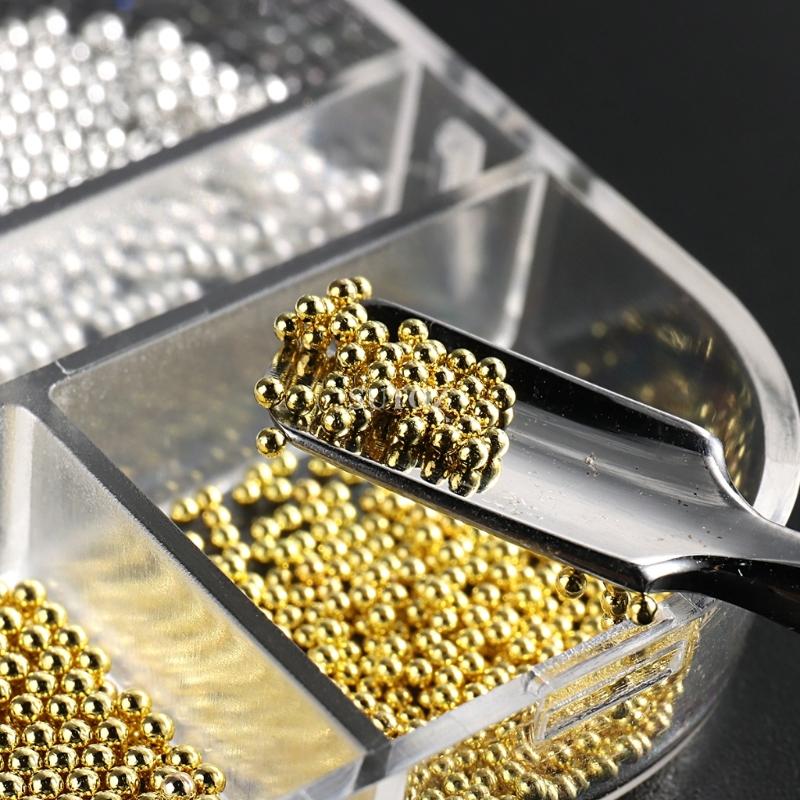 Multi-Size Nail Caviar Beads for Nails 3D Nail Art Decorations Micro Mini Metal Nail Beads Design DIY Nail Jewelry Beads