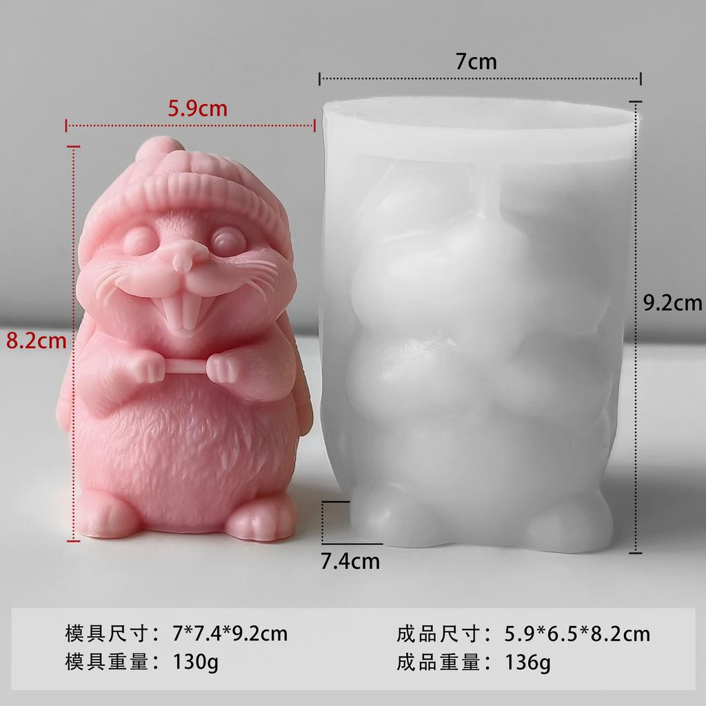 DIY Aroma Plaster Resin Ornament Animal Mould Handmade Soap Candle Making Supplies 3D Cute Groundhog Silicone Candle Mold