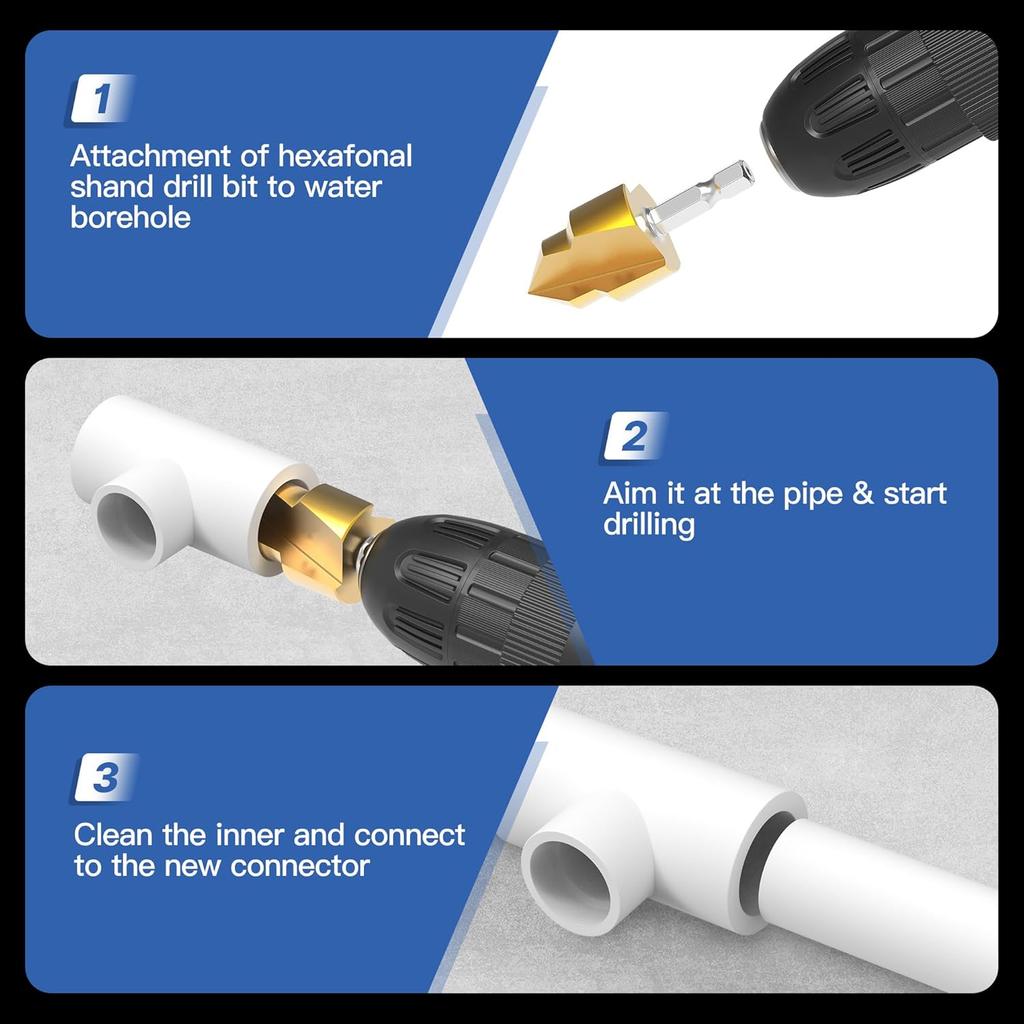 Hexagonal Handle PPR Lifting Drill Bit 24-31/18-24/15-19 Step Drill for Water/Electricity Pipe Multi-Layer Boring Hole Expansion