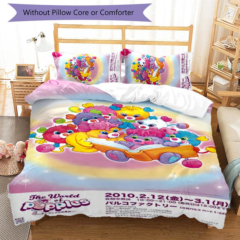 Popples 3pcs Bedding Set Duvet Cover Closure Includes 1 Duvet Cover & 2 Pillowcases for All Seasons Bedroom Home Dorm Decor