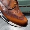 Fashion Men's casual leather shoes spring autumn Brock carved light lace-up cowhide sports wedding shoes zapatos sapat a17