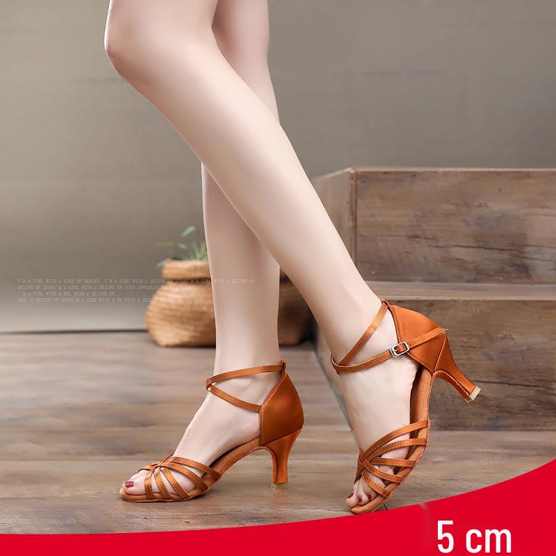 Women's Soft Sole Satin Latin Dance Shoes - Medium Heel, Perfect for Adult and Youth Practice or Professional Standard and Cowboy Dance Styles.