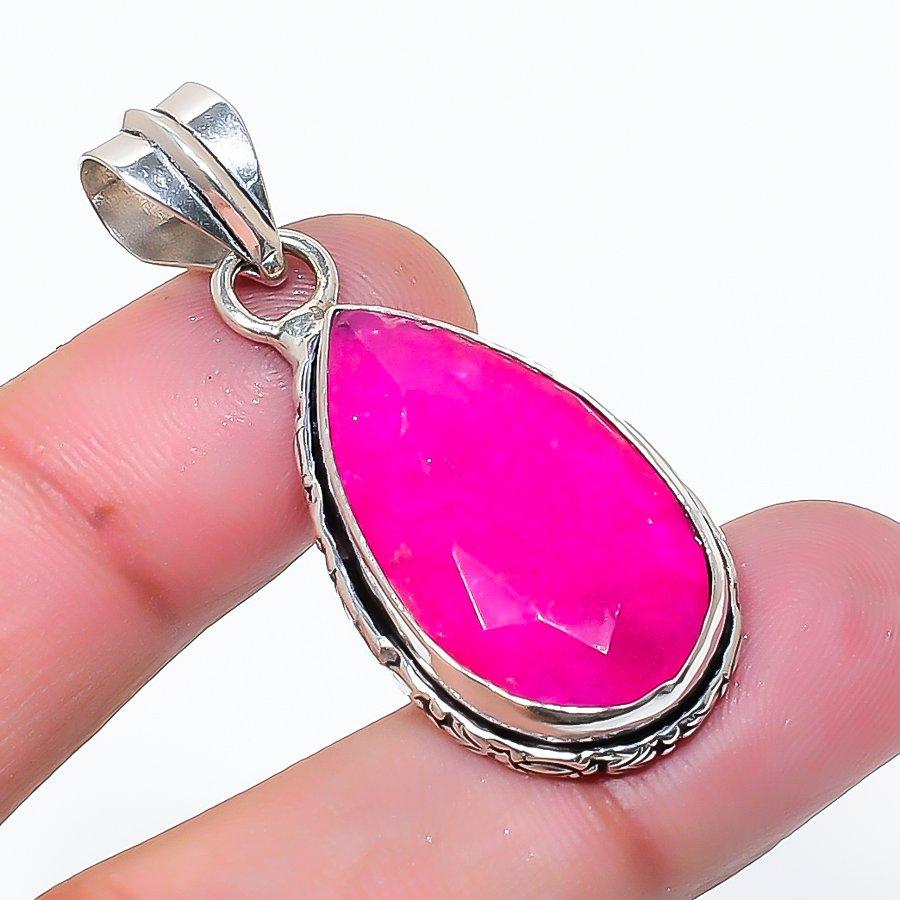 Natural Ruby(Simulated) Gemstone 925 Sterling Silver Jewelry Pendant 1.58  AP-15246