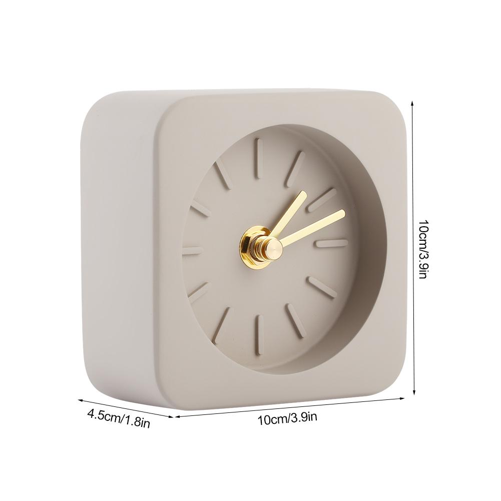 GEEKCOOK Simple Square Cement Desk Clock for Office Home Living Room Household DecorBrown