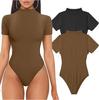 2024 Hot Seller Women's Ribbed High Neck Short Sleeve Yoga Bodysuit