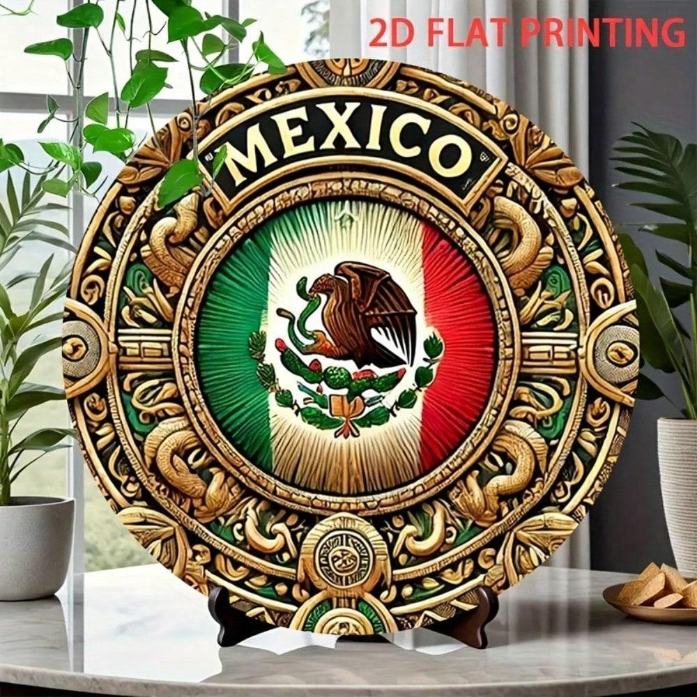 

Mexican Flag Metal Poster Wall Decor Eagle and Snake Calendar