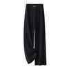 Women's High-Waist Black Wide-Leg Pants: Spring/Autumn 2025 - Slim, Draped, Casual Straight Suit Style