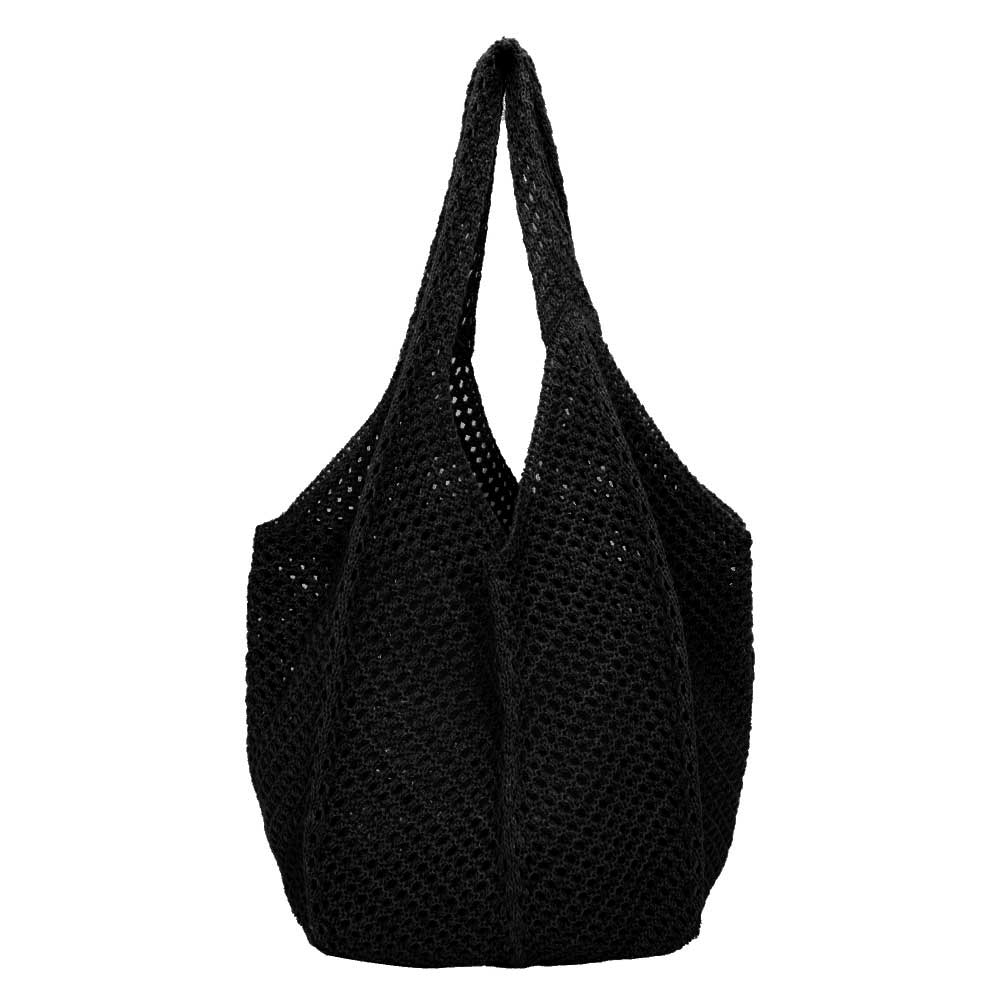 Women Crochet Tote Bag Fashion Knitted Bag Large Capacity Woven Shoulder Bag Solid Color Simple Shopping Bag for Summer Beach