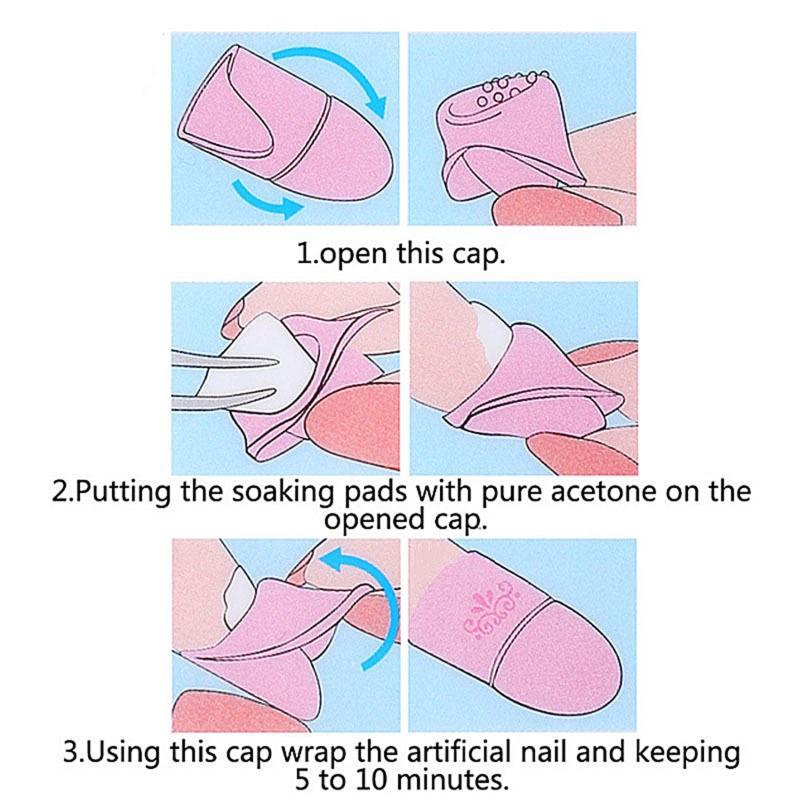 Nagų lako spaustukas mirkymui silikoninis dangtelis UV gelio lako valiklio įvyniojimai nuriebalintojas valiklis galiuko piršto uždengimas lakas manikiūro įrankis