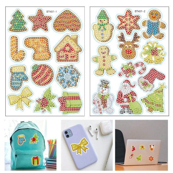 

1 комплект, самоклеящаяся рождественская наклейка со стразами «сделай сам», мультяшный узор, для чашек компьютера