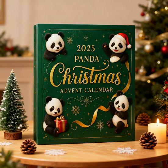 Panda Weihnachts-Adventskalender 2025 24 Tage Countdown-Box Einzigartige Panda-Figuren Festliche Dekoration für Baum & Tierliebhaber