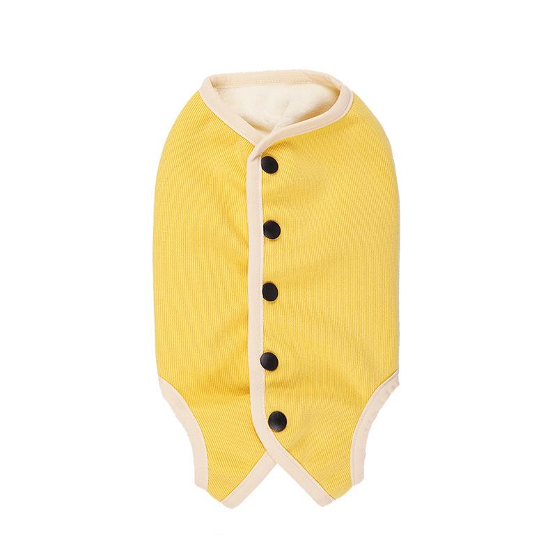 

Slight color difference of dog clothes, plush warm four-legged clothes in autumn and winter, home anti-cold pet belly clothes M жовтий