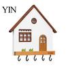 Wall Storage for Keys Mounted Wooden Key Holder, 5 Hooks Shelf, Dual Adhesive Entryway Hook Installation Options Organizer Kitchen And Living