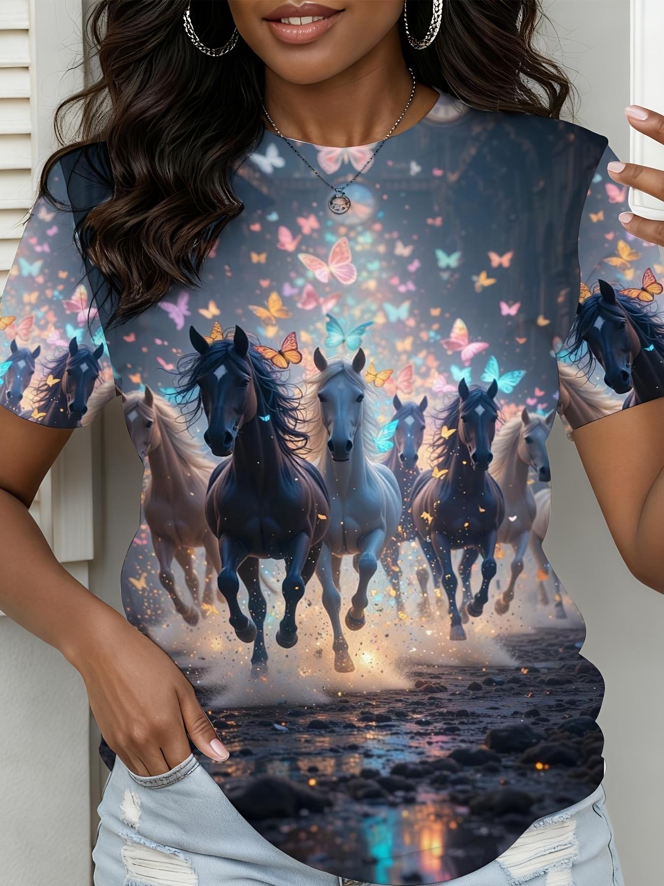 

Women s Clothing. Plus Sizes 0XL-9XL. Depicting a Dreamy Night Scene Filled with Shimmering and Reflective Butterflies and Galloping Horses 3XL дубильна кора