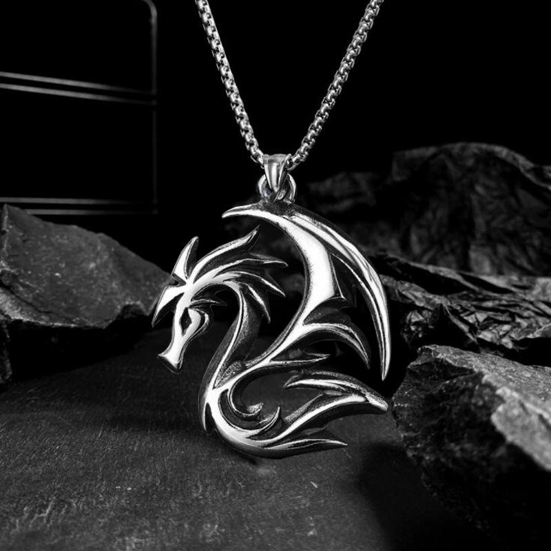 Necklaces, Men'S Jewelry, Exquisite Titanium Personalized Dragon Pendant.