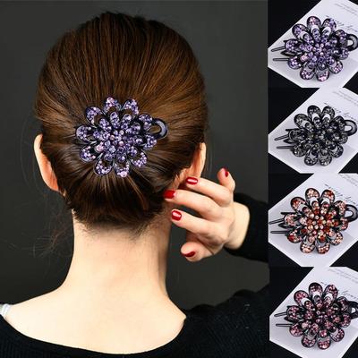 Mädchen Kopfbedeckungen Zubehör Strass Haarspange Haarnadeln Kristall Blume Schwalbenschwanz Entenschnabel Pins