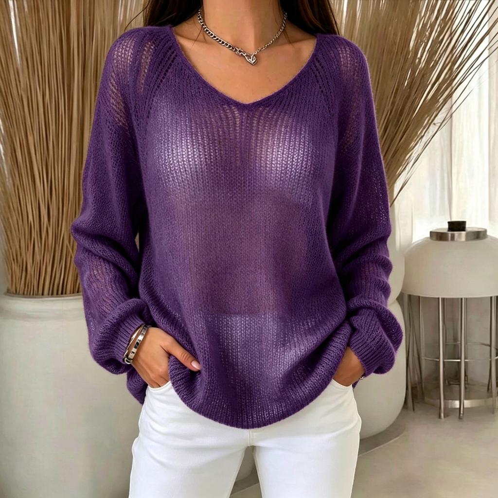 Women's Casual Lightweight Neck Sweater for Everyday Wear