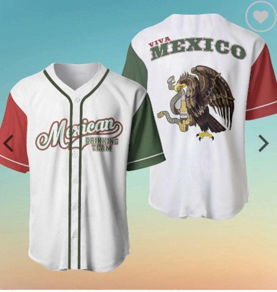 Mexico baseball team element print summer v-neck button-down baseball jersey