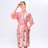 Pajamas Women's Summer Sexy Ladies Ice Silk Nightgown Medium Sleeve Large Size Bathrobe Silk Bridal Morning Gown