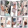 Fashion High Heels Girl Woman Phone Case For Samsung Galaxy S26 Ultra S25 Plus S24 FE S23 S22 5G S21 S20 Cover Black Soft