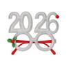 2026 Nyttårsfest Briller Lett Rød Glitter Brilleinnfatning med Snøfnugg Kristtorn Dekorasjon Festlig Paljett Hårbøyle