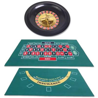 SALUDABLE Casino Roulette Card Game Mat 90x60cm with 25cm Wheel