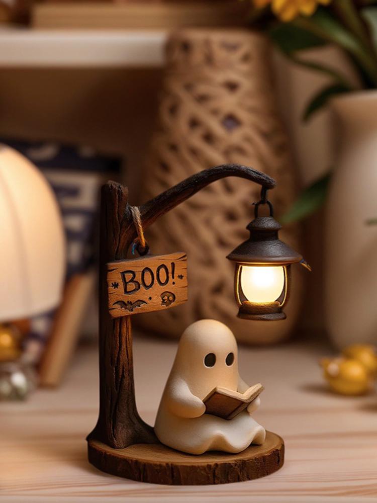 Cute Ghost Reading Lamp 3D LED Night Light Spooky Cute Desk Light for Bedroom Study Halloween Home Decor Book Lovers Gifts