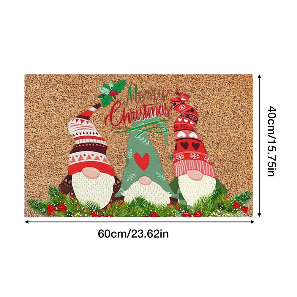 Christmas Gnome Front Door Mat Christmas Gnomes Entrance Mats Decor Non Slip Holidays Porch Decor For Kitchen Bathroom 40x60cm