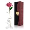 With Bracket Long Stem Gold Foil Trim Rose Flower 24K Gold Plated Rose Flower  Women Men