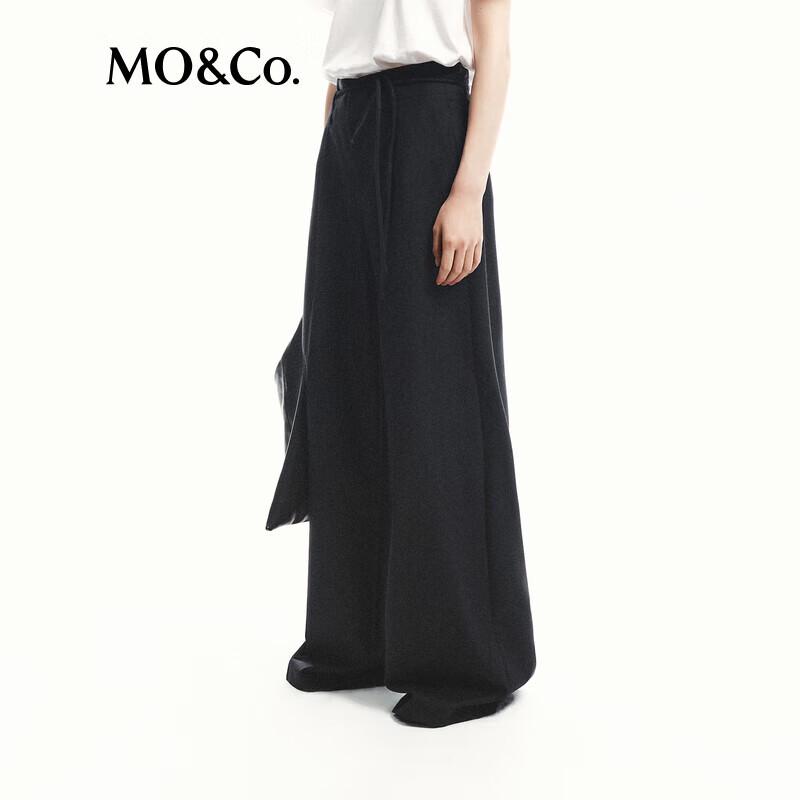 MO&Co. Women's 2024 Autumn Wool Blend Mid-Waist Straight Leg Trousers