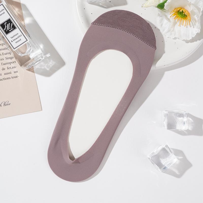 

Носки Ice Silk Boat для женщин, носки с хлопковой подошвой, низкие, нескользящие, модные, противоразрывные носки One size фиолетовый