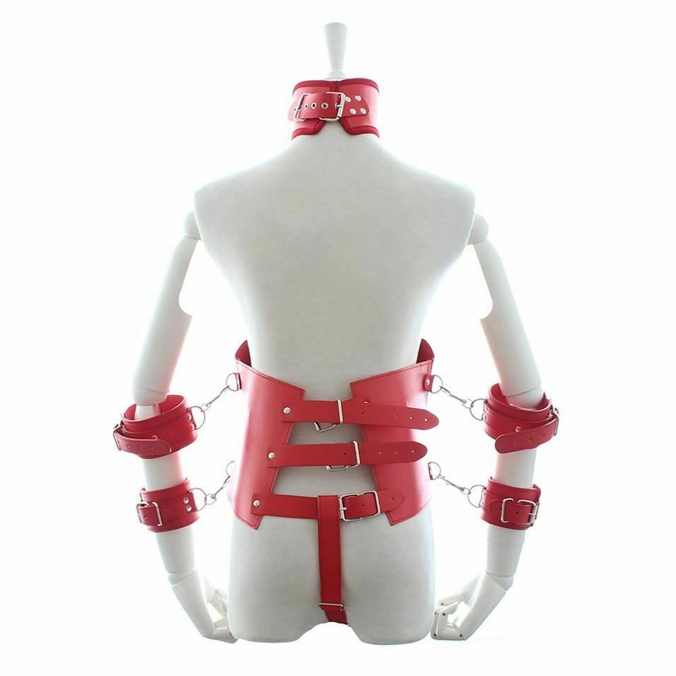 Leather  Corset Restraints Clothes Kink Fetish Collar Cuffs Body Harness