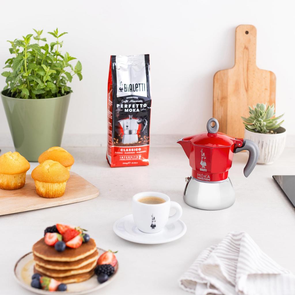 Bialetti Espresso Direct Moka 4 Coffee 0006944 Maker, Heat/IH Compatible, Induction, Cups, Makinetta, Red,