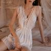 Xianyi Autumn and Winter Sexy Underwear Lace Princess Style Pajamas Women's Deep V Backless Satin Pajamas Loungewear Set 432