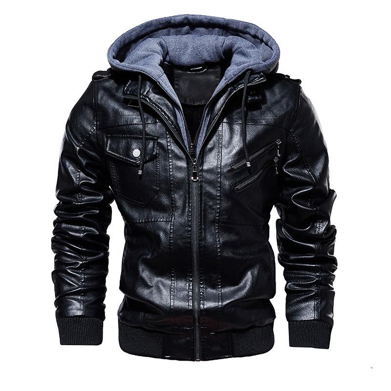 Men's Hooded PU Leather Jacket & Coat Set - Autumn/Winter 2026