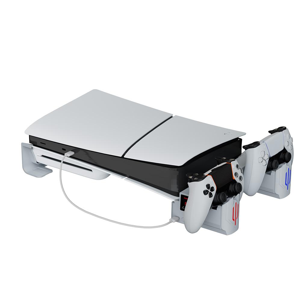 Tuodes Horizontal Cooling Stand With Controller Charger RGB Light Adjustable Fans Fast Charging Station For PS5 Pro/PS5 Slim белый