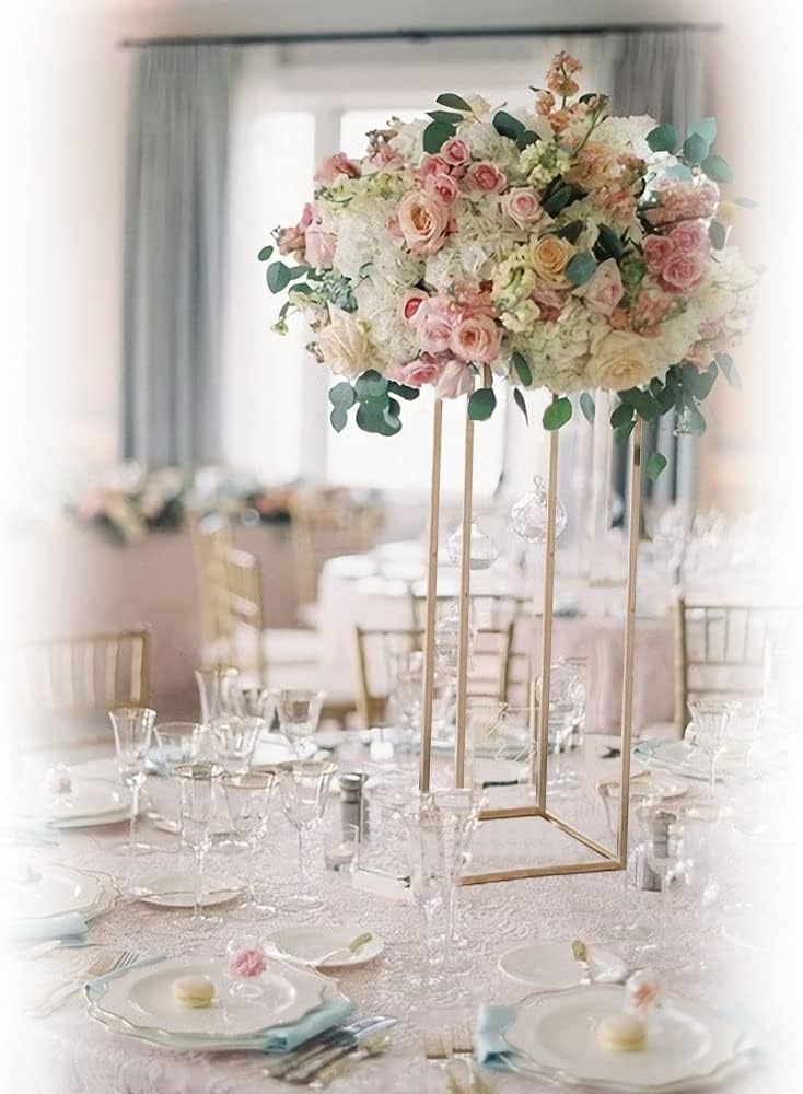 23.6inches Tall Gold Wedding Flower Vase,5pcs Flower Stand Centerpieces for Party Table Decoration