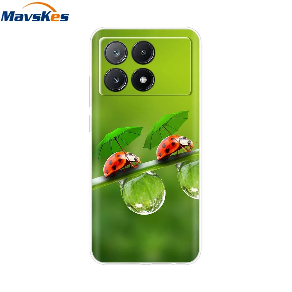 For Xiaomi Poco X6 Pro Case TPU Soft Painted Phone Cases For Xiomi Poco X6 PocoX6 Pro 5G Silicone Cover Flower Fundas Protective