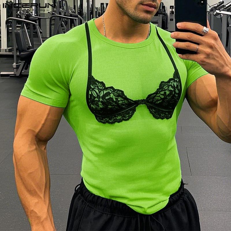 INCERUN Men Women Summer O Neck Short Sleeve Fun Prints Casual T-shirts Tee