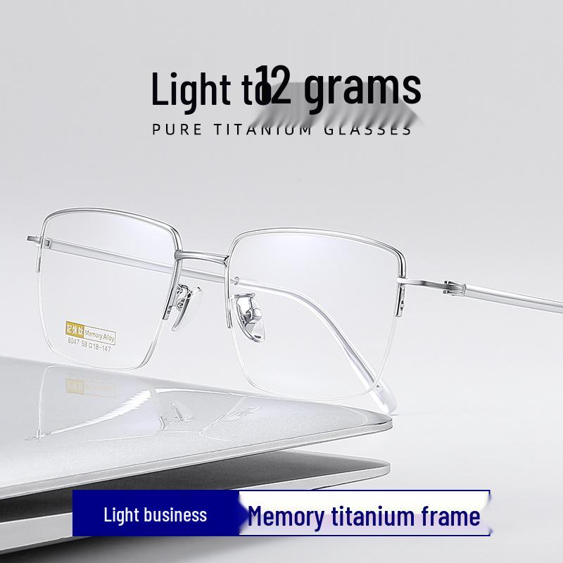 

Мужские очки с полуободковой оправой Danyang для близорукости, из титана с памятью формы, бизнес-оправа типа брови , модель 8047. Black Gold C7