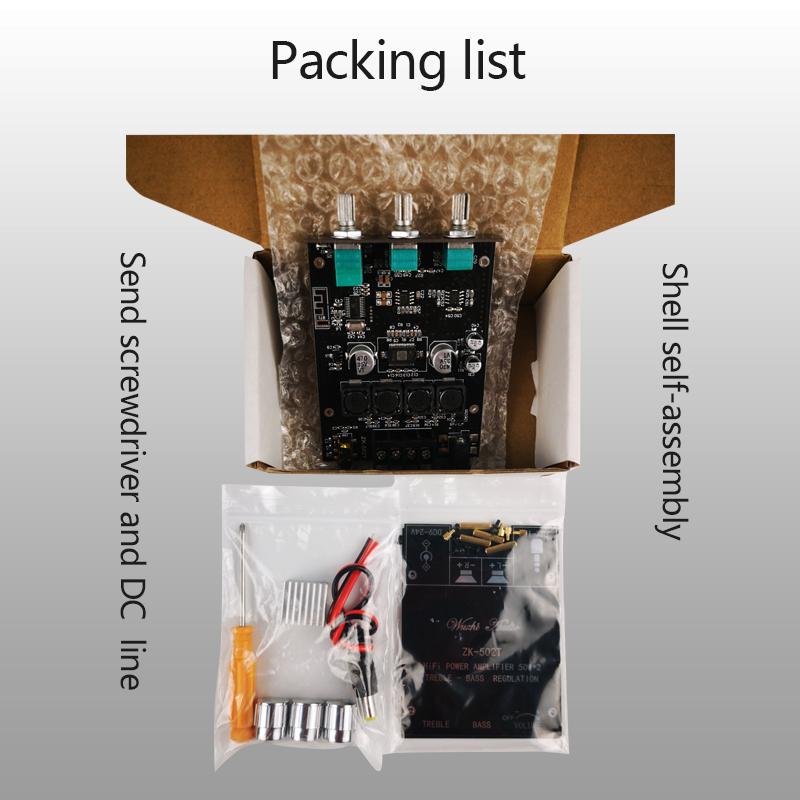 ZK-502T TPA3116D2 Bluetooth 5.0 Subwoofer Amplifier Board 2.0 Channel 2*50W Bass AMP High Power Audio Stereo Amplifier Board