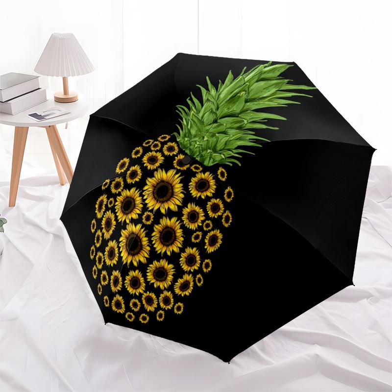 1pc Pineapple Sunflowers Automatic Open/Close Umbrella Compact Folding Umbrella, All-Season Portable Umbrella for Women/Men F1124102