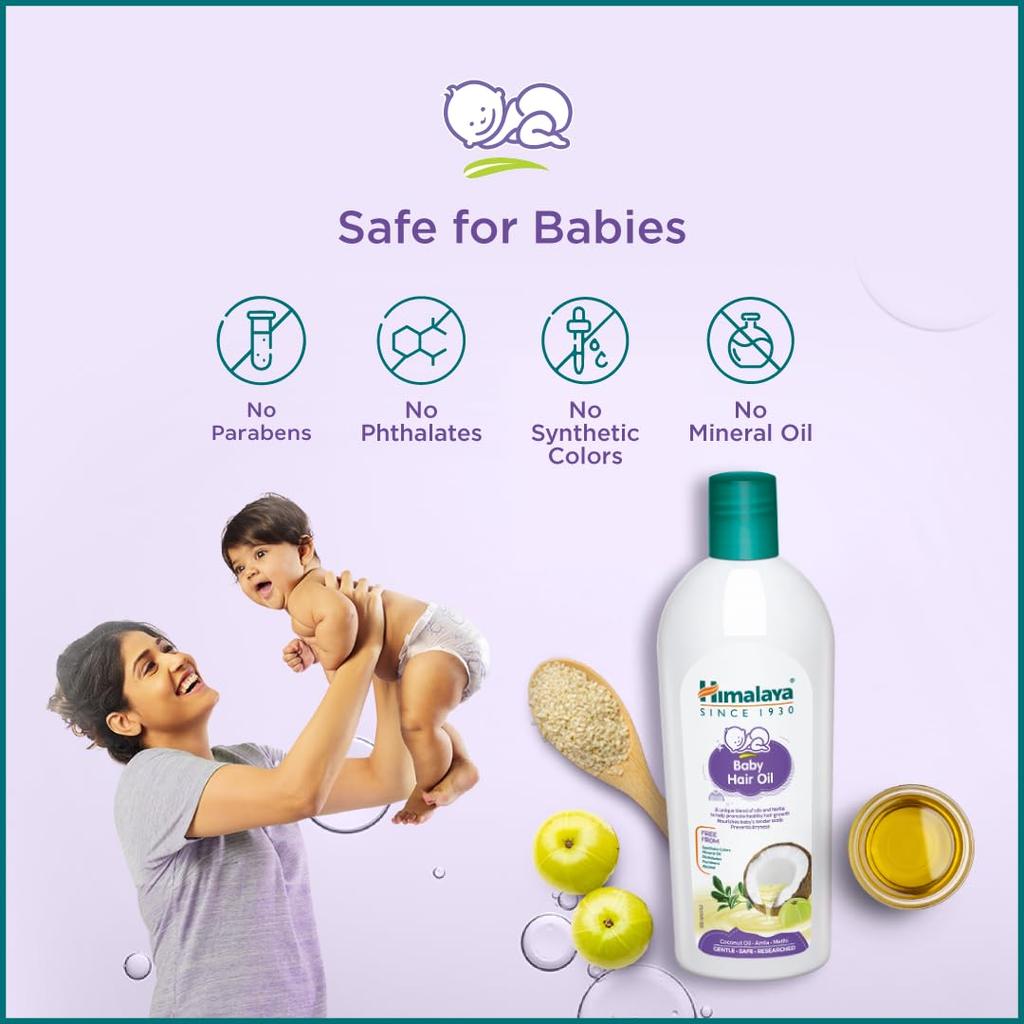 Himalaya Huile Capillaire pour Bébé 100 ml Lot de 1 Hydratant Nourrissant pour le Cuir Chevelu pour des Cheveux Doux et Sains