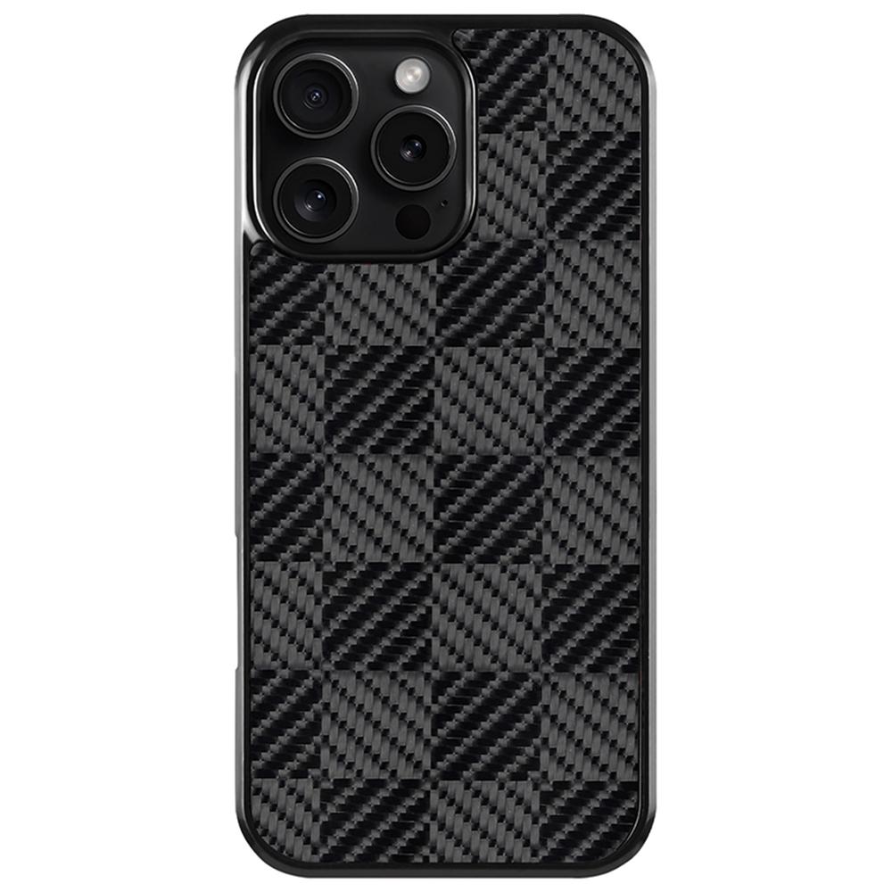 

For iPhone 16 Pro Case Compatible with MagSafe Aramid Fiber TPU Shockproof Phone Cover Square Texture