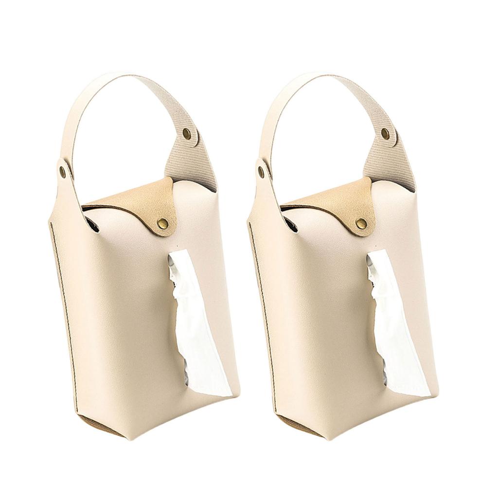 2pcs Colorful PU Leather Tissue Holder Box Hanging Paper Towel Dispenser for Living Room Office and Vehicle Interior
